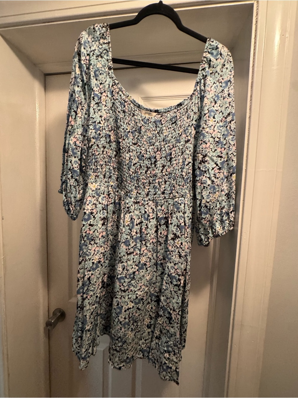Terra & Sky Light Blue Floral Mini Dress